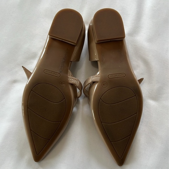 Nine West Nude Patent Leather “Leeza” Pointed Toe Mary Jane Flats - Picture 8 of 10